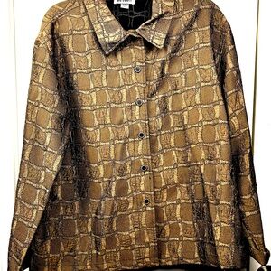 Chicos design Ladies jacket size 3- Textured Brown and Tan